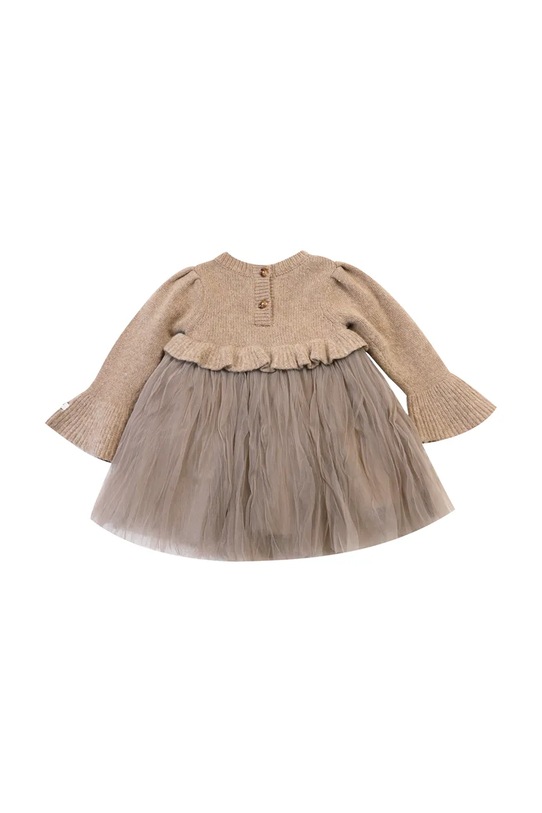 Dziewczynka Donsje sukienka dziecięca z dodatkiem wełny Paulien Dress 4103200.98.140 beżowy