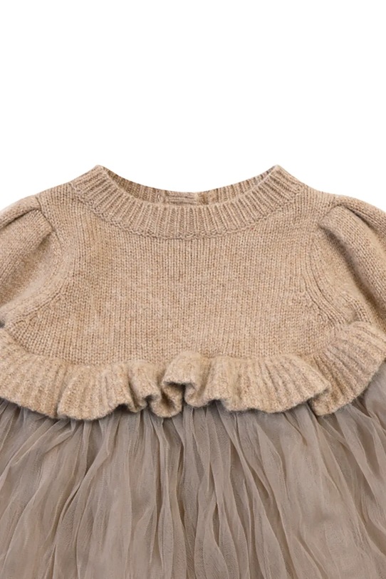Donsje sukienka dziecięca z dodatkiem wełny Paulien Dress beżowy 4103200.98.140