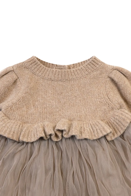 Donsje sukienka dziecięca z dodatkiem wełny Paulien Dress beżowy 4103200.98.140