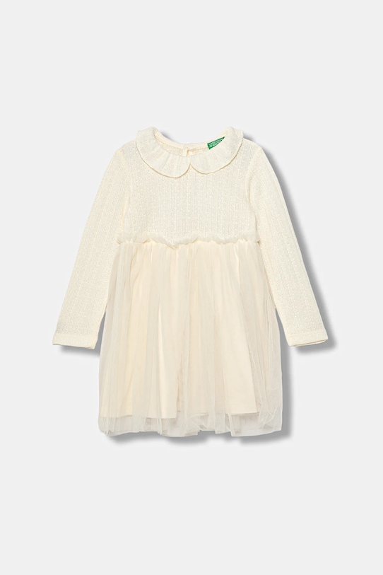 United Colors of Benetton sukienka dziecięca rozkloszowany beżowy 4JACGV02J.P.seasonal