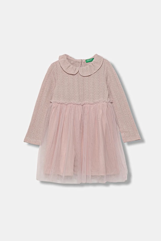 United Colors of Benetton sukienka dziecięca rozkloszowany różowy 4JACGV02J.P.seasonal