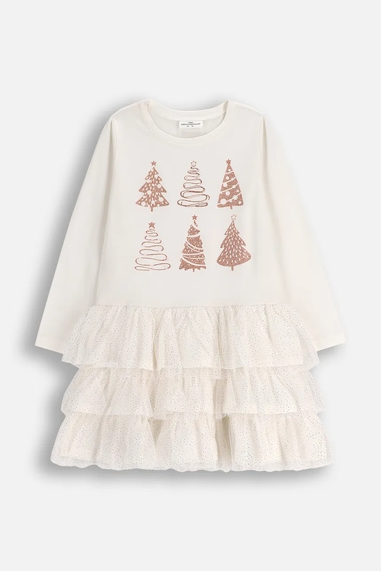 Coccodrillo sukienka z bawełną dziecięca z elastanem beżowy ZC5129101MER