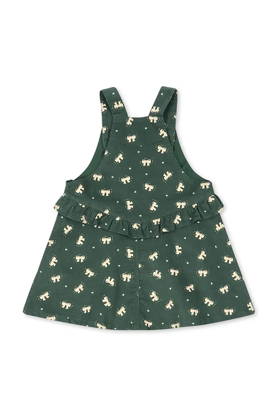Dziewczynka Konges Sløjd sukienka bawełniana dziecięca AVERY FRILL OVERALL DRESS GOTS KS104200.9BYA zielony