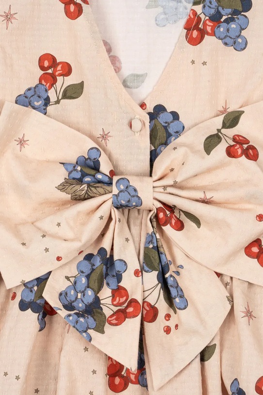 Dziewczynka Konges Sløjd sukienka bawełniana dziecięca AVI LS BOW DRESS GOTS KS104203.9BYA beżowy