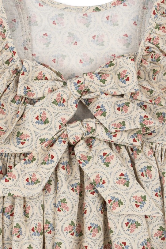 Dziewczynka Konges Sløjd sukienka bawełniana dziecięca CIANNA LS BOW DRESS GOTS KS104262.9BYA beżowy