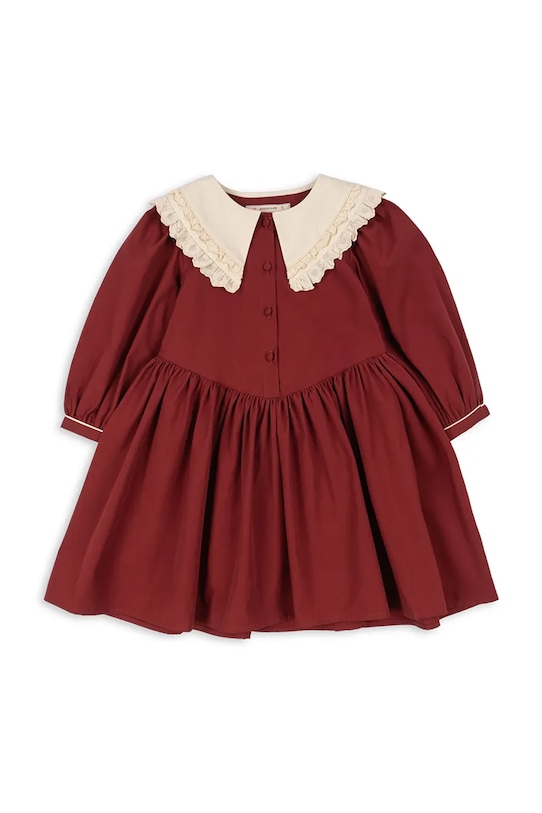 Детска памучна рокля Konges Sløjd COEUR COLLAR DRESS GOTS KS104266.9BYA червен AW25