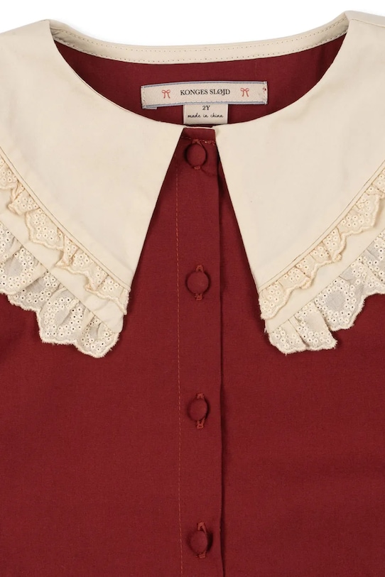 Детска памучна рокля Konges Sløjd COEUR COLLAR DRESS GOTS KS104266.9BYA червен