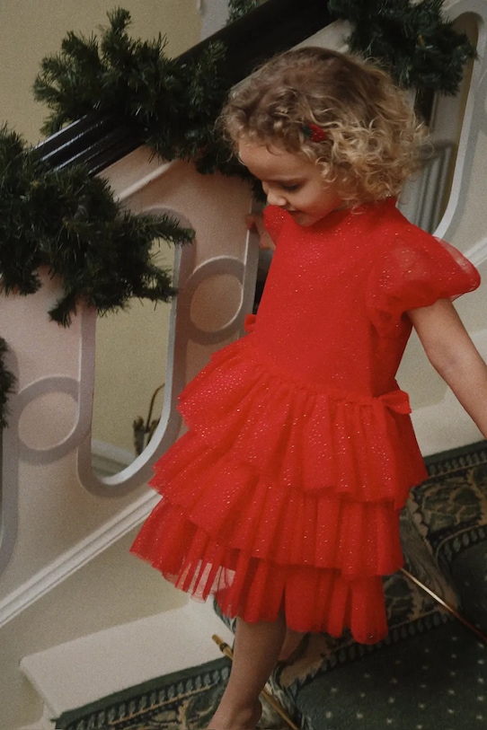 Konges Sløjd sukienka dziecięca FAY DRESS GRS rozkloszowany czerwony KS104296.9BYA