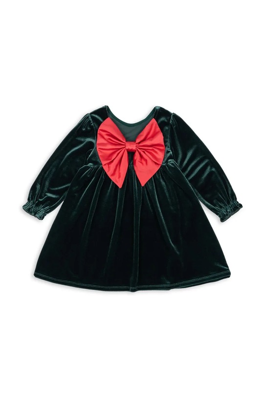 Dziewczynka Konges Sløjd sukienka welurowa dziecięca GIA BOW DRESS GRS KS104303.9BYA zielony