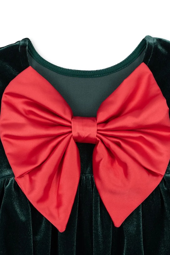 Konges Sløjd sukienka welurowa dziecięca GIA BOW DRESS GRS zielony KS104303.9BYA