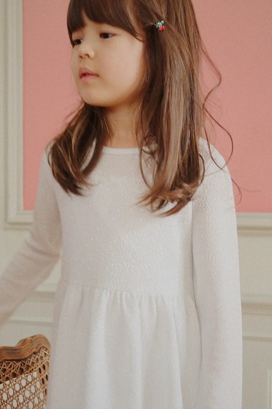 Konges Sløjd sukienka dziecięca LOLA DRESS GRS rozkloszowany biały KS104339.9BYA
