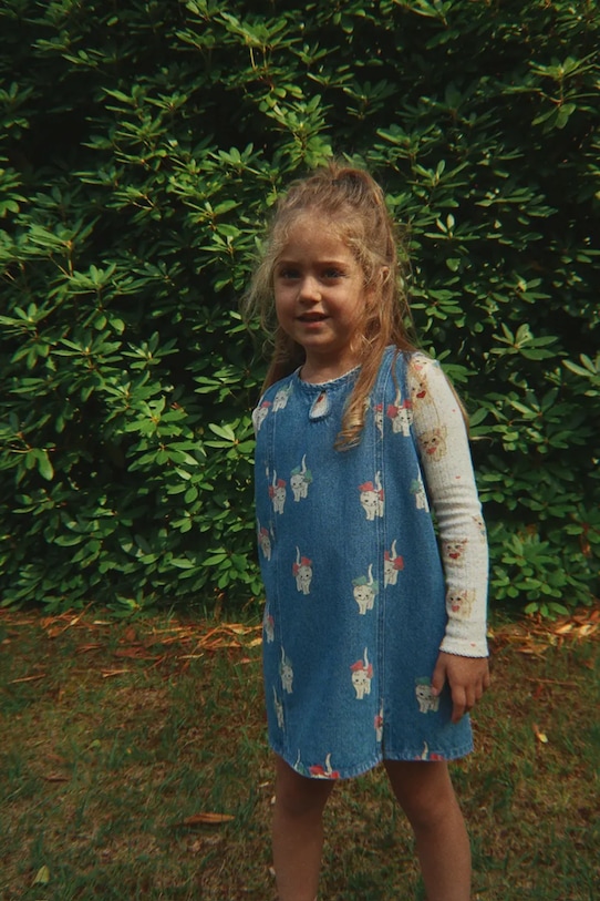 Konges Sløjd sukienka bawełniana dziecięca MAGOT DRESS GOTS nadruk niebieski KS105175.9BYA