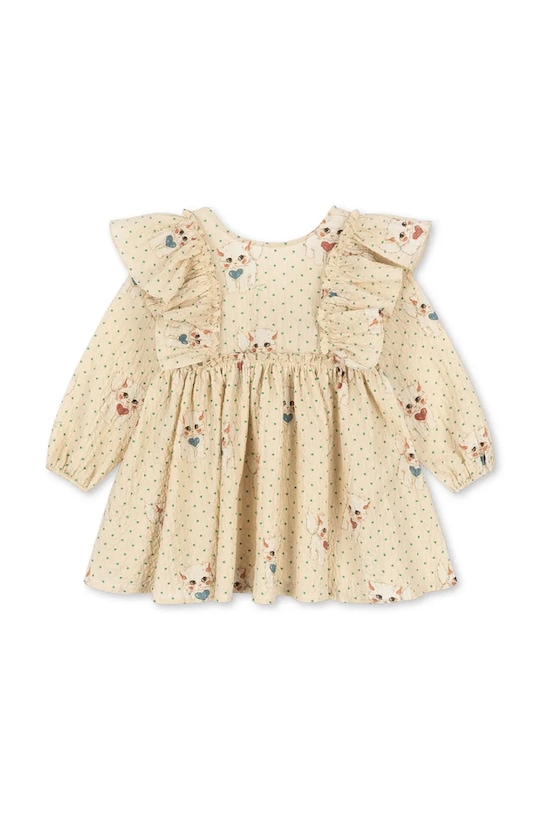 Konges Sløjd sukienka dziecięca ELIN BOW DRESS GOTS KS105176.9BYA beżowy AW25