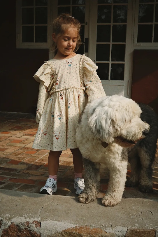 Konges Sløjd sukienka dziecięca ELIN BOW DRESS GOTS KS105176.9BYA