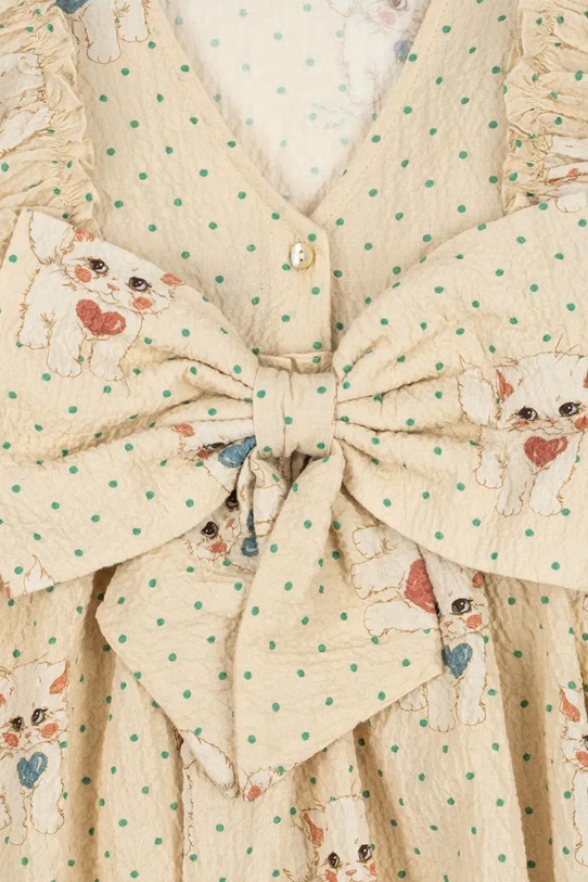 Konges Sløjd sukienka dziecięca ELIN BOW DRESS GOTS beżowy KS105176.9BYA