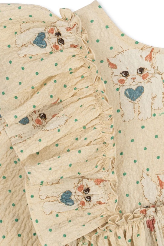 Konges Sløjd sukienka dziecięca ELIN BOW DRESS GOTS KS105176.9BYA beżowy