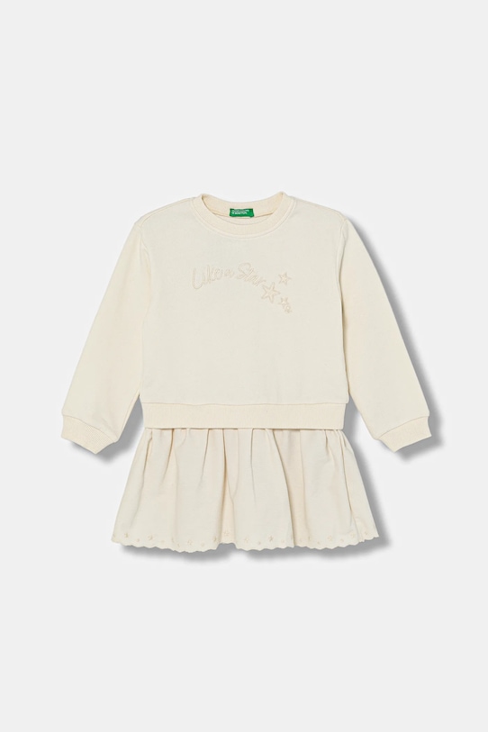 United Colors of Benetton sukienka dziecięca długi beżowy 345ZGV02L.P.Seasonal