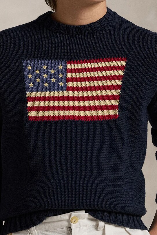 Polo Ralph Lauren gyerek pamut pulóver 323668285001 sötétkék