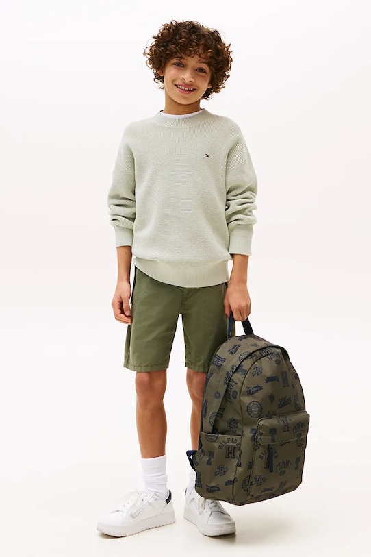 Chłopiec Tommy Hilfiger sweter bawełniany KB0KB09756.9BYA turkusowy