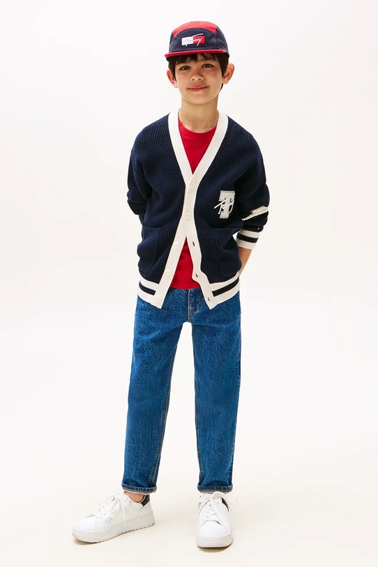 Chłopiec Tommy Hilfiger kardigan bawełniany dziecięcy KB0KB09757.122.9BYA granatowy