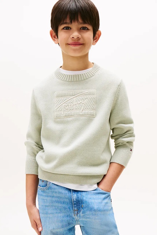Tommy Hilfiger sweter średniej grubości turkusowy KB0KB09810.9BYA