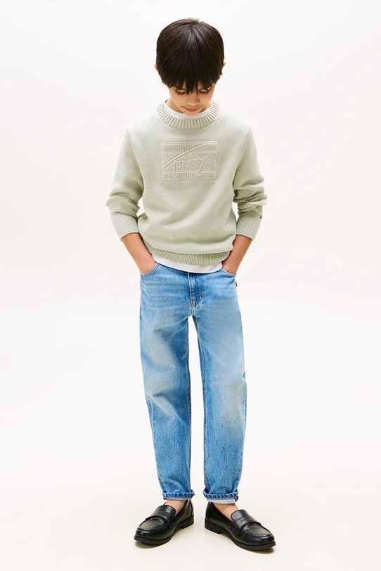 Chłopiec Tommy Hilfiger sweter KB0KB09810.9BYA turkusowy