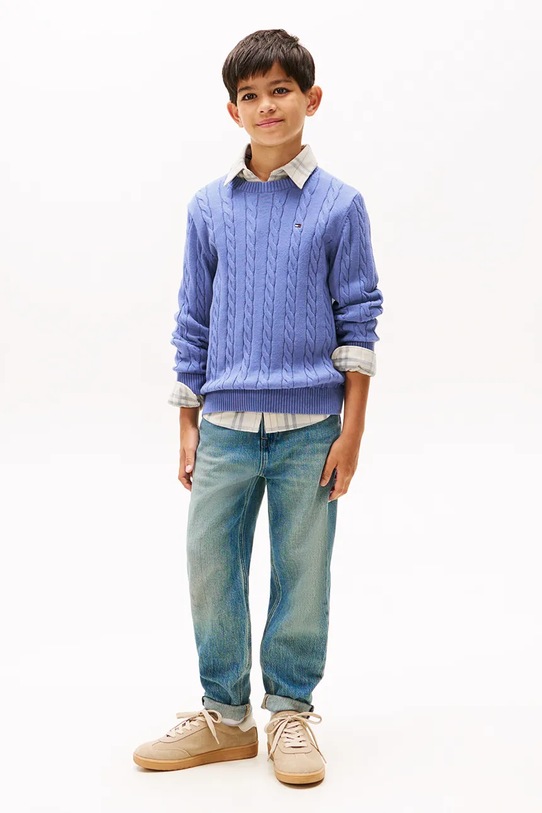 Chłopiec Tommy Hilfiger sweter bawełniany dziecięcy KB0KB09753.104.122.9BYA niebieski