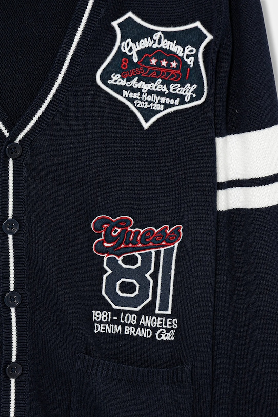 Chłopiec Guess kardigan bawełniany dziecięcy L5YR05.Z0140.9BYA granatowy