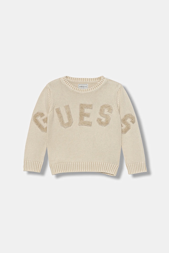 Guess pulover de bumbac pentru copii imprimeu bej N5YR05.Z3OK1.9BYA