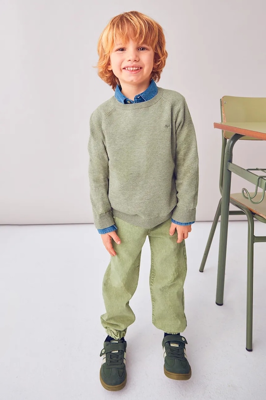 Mayoral pulover de bumbac pentru copii uni verde 323.5A.Mini.9BYA