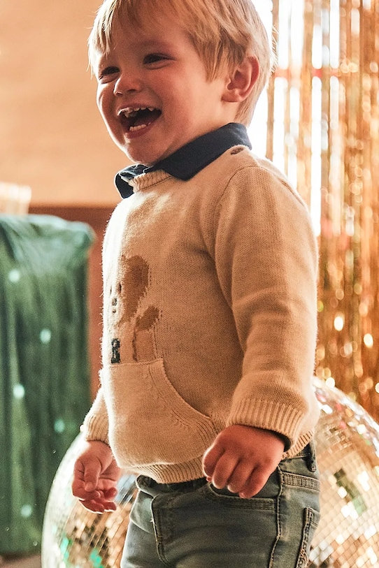 Mayoral sweter niemowlęcy z domieszką wełny beżowy 2341.3A.Baby.9BYA