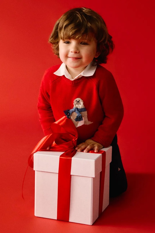 Mayoral sweter z domieszką wełny dziecięcy z domieszką wełny czerwony 2345.3E.Baby.9BYA