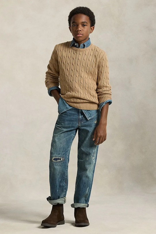 Βαμβακερό πουλόβερ Polo Ralph Lauren καφέ 323702674082