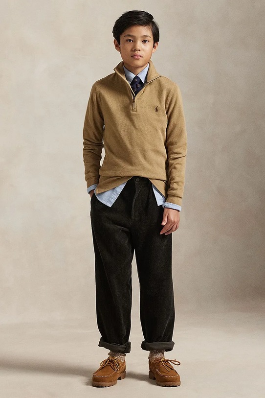 Detská bavlnená mikina Polo Ralph Lauren hnedá 323953023009