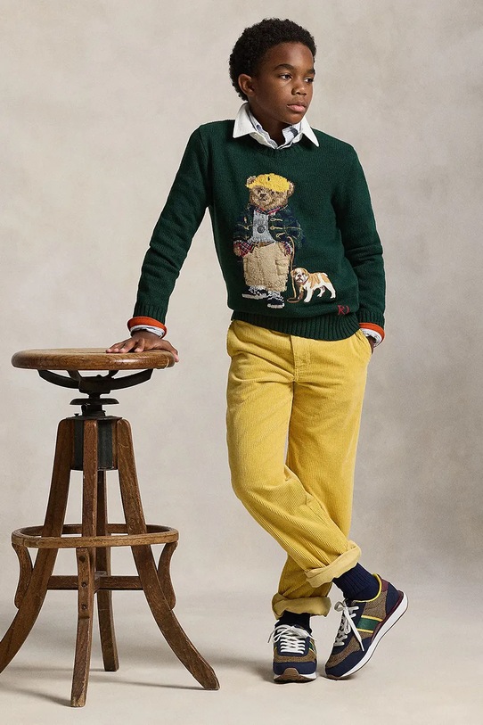 Παιδικό βαμβακερό πουλόβερ Polo Ralph Lauren πράσινο 323978393001