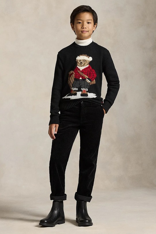 Polo Ralph Lauren maglione per bambini con misto lana nero 323981629001