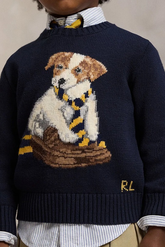 Παιδικό βαμβακερό πουλόβερ Polo Ralph Lauren 322978392001 σκούρο μπλε