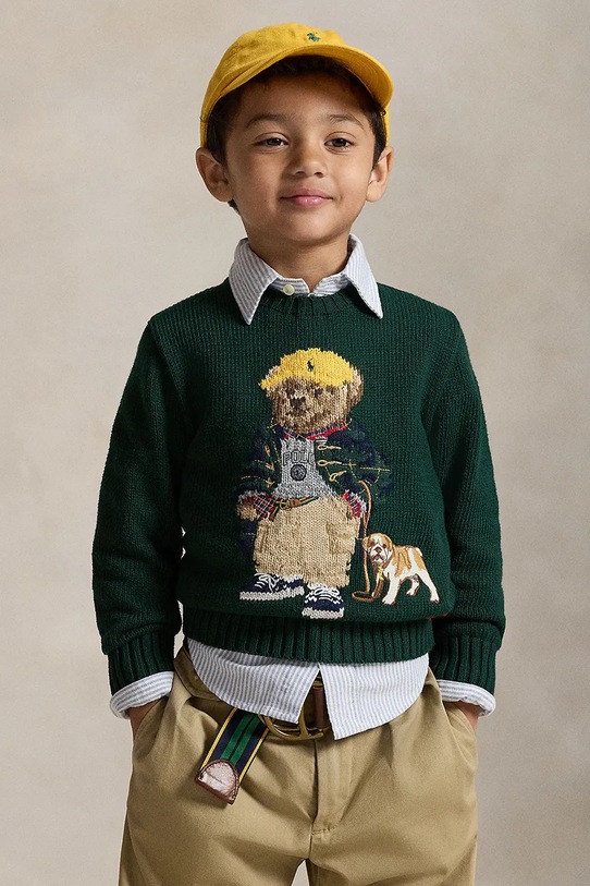 Παιδικό βαμβακερό πουλόβερ Polo Ralph Lauren βαμβάκι πράσινο 322978393001