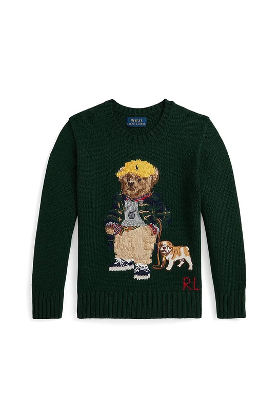 Παιδικό βαμβακερό πουλόβερ Polo Ralph Lauren 322978393001 πράσινο AW25