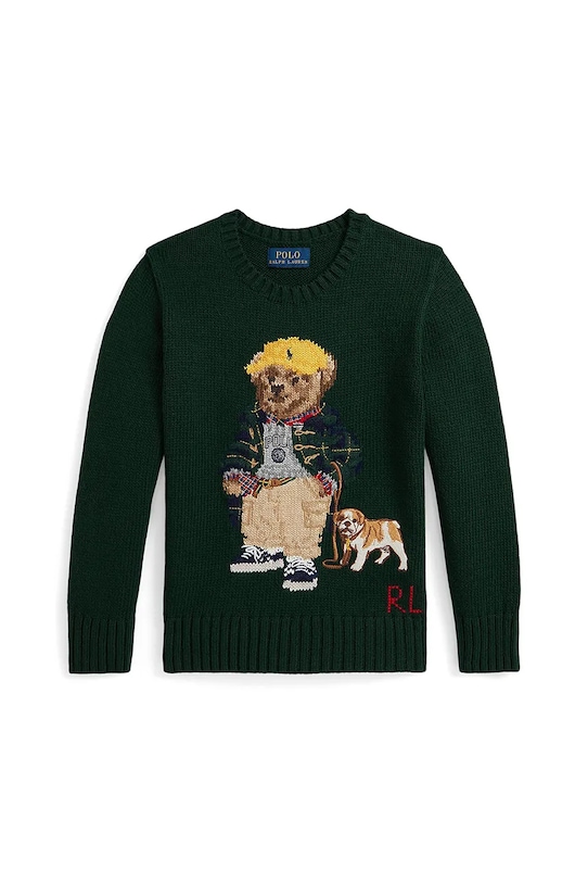 Детский хлопковый свитер Polo Ralph Lauren 322978393001 зелёный AW25
