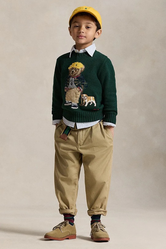 Παιδικό βαμβακερό πουλόβερ Polo Ralph Lauren πράσινο 322978393001