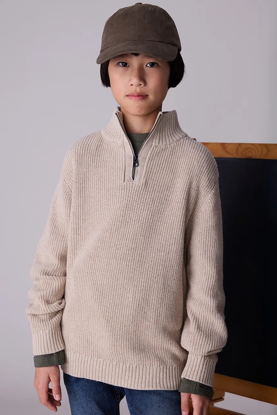 Mayoral sweter bawełniany dziecięcy bawełna beżowy 7304.7E.Junior.9BYA