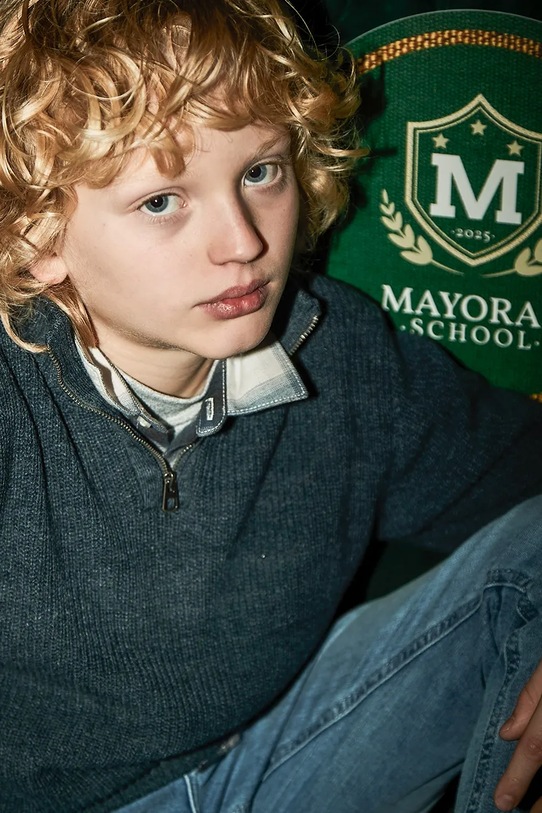 Mayoral sweter bawełniany dziecięcy bawełna niebieski 7304.7E.Junior.9BYA