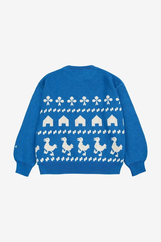 Chłopiec Bobo Choses sweter bawełniany dziecięcy Farm jacquard 225AC108 niebieski