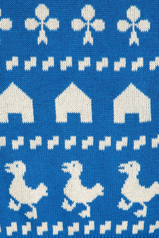 Bobo Choses sweter bawełniany dziecięcy Farm jacquard niebieski 225AC108