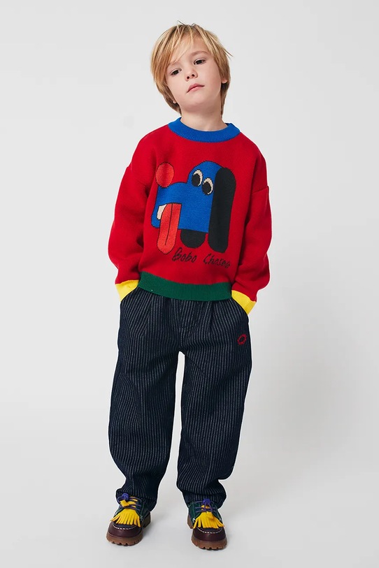 Bobo Choses sweter bawełniany dziecięcy Doggy Mate czerwony 225AC111