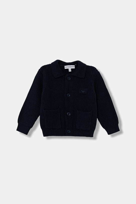 Emporio Armani kardigan niemowlęcy średniej grubości granatowy EB000661.AF17345