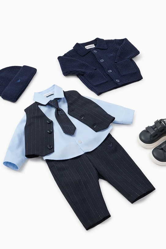 Emporio Armani kardigan niemowlęcy średniej grubości granatowy EB000661.AF17345