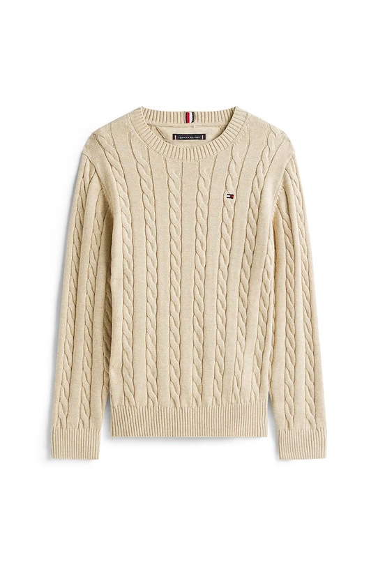 Tommy Hilfiger sweter bawełniany dziecięcy KB0KB09753.9BYA beżowy AW25