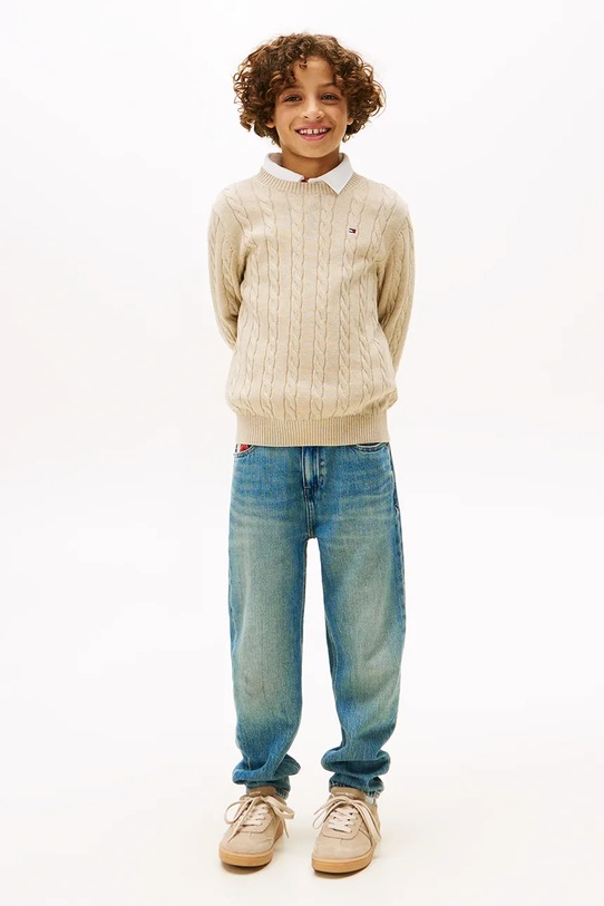 Tommy Hilfiger sweter bawełniany dziecięcy beżowy KB0KB09753.9BYA